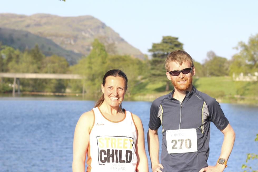 Researchers Isabel Jones and Adam Hayward from Stirling's Biological and Environmental science division running for Street Child Girl's Speak Out campaign